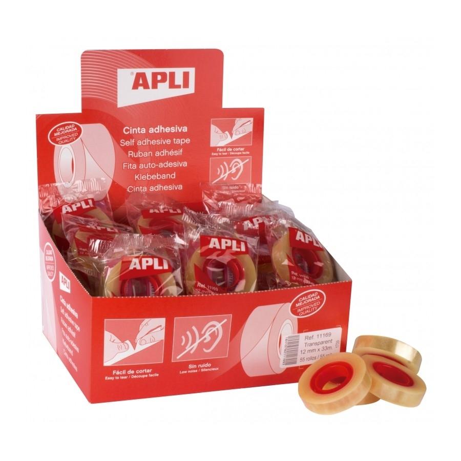 Cinta adhesiva Apli 11169 rollo transparente 12mm x 33m