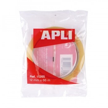 Cinta adhesiva Apli 11265 rollo transparente 12mm x 66m