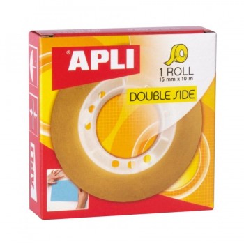 Cinta adhesiva doble cara Apli 11505 rollo transparente 15mm x 10m