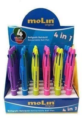Boligrafo 4 colores en 1, blister de 24 surtidos BMC120-24 Molin