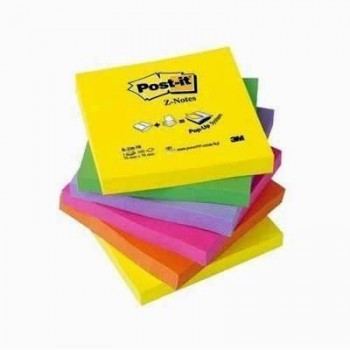 Paq.6 blocs notas zig-zag Post-it Z-Notes R330-N 76x76mm colores surtidos