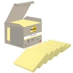 Notas adhesivas recicladas 3M 7100172252 Post-it - 100 hojas - 76 x 76 mm - Color amarillo - Pack 6 blocs