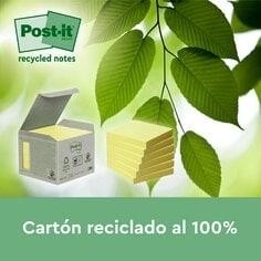 Notas adhesivas recicladas 3M 7100172252 Post-it - 100 hojas - 76 x 76 mm - Color amarillo - Pack 6 blocs
