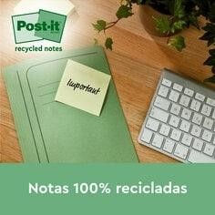 Notas adhesivas recicladas 3M 7100172252 Post-it - 100 hojas - 76 x 76 mm - Color amarillo - Pack 6 blocs