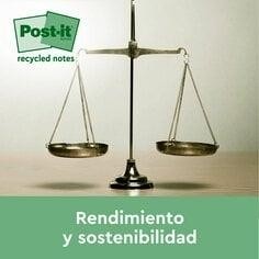 Notas adhesivas recicladas 3M 7100172252 Post-it - 100 hojas - 76 x 76 mm - Color amarillo - Pack 6 blocs