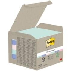 Notas adhesivas recicladas 3M 7100259123 Post-it - 100 hojas - 76 x 76 mm - Colores surtidos pastel - Pack 6 blocs