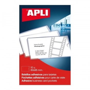 Fundas adhesivas Apli 02580 para tarjetas 95x60mm 10 unidades
