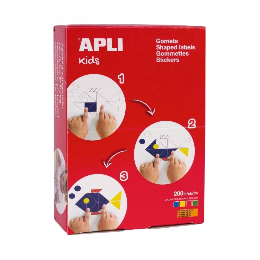 Gomets Apli 00704 rectangulares medidas y colores surtidos 200 hojas 6800 unidades