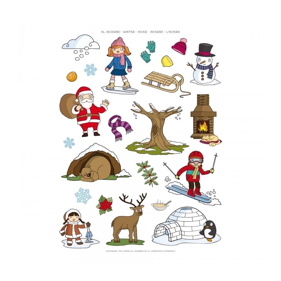 Gomets temáticos Apli 11617 invierno removibles 3 hojas 69 unidades