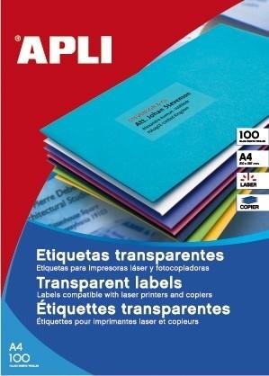 Etiquetas transparentes Apli 11918 poliéster laser 70x37mm 100 hojas 2400 unidades