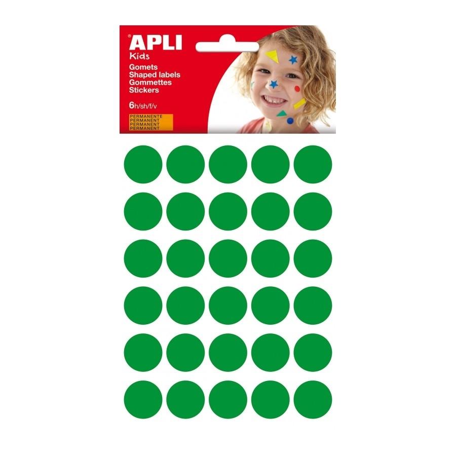 Gomets Apli 13228 circulo verde grande 20mm 6 hojas 180 unidades