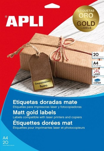 Etiquetas Apli 14888 oro 210x297 20 hojas