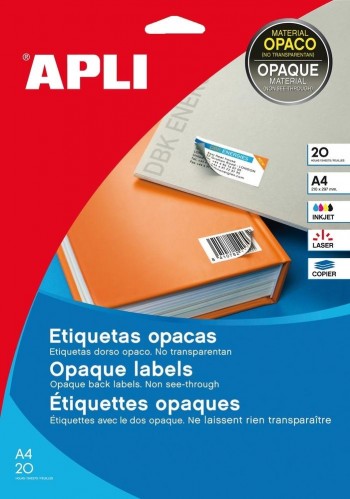 Etiquetas imprimibles Apli 11709 blancas opacas 210x297mm  20 hojas 20 unidades
