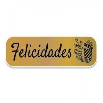 Etiqueta Arguval 41238 rollo de 250 felicidades oro 15x45mm