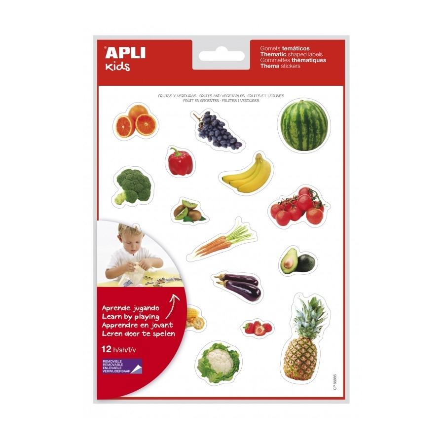 Gomets temáticos Apli 16624 huerto removible 12 hojas 216 unidades