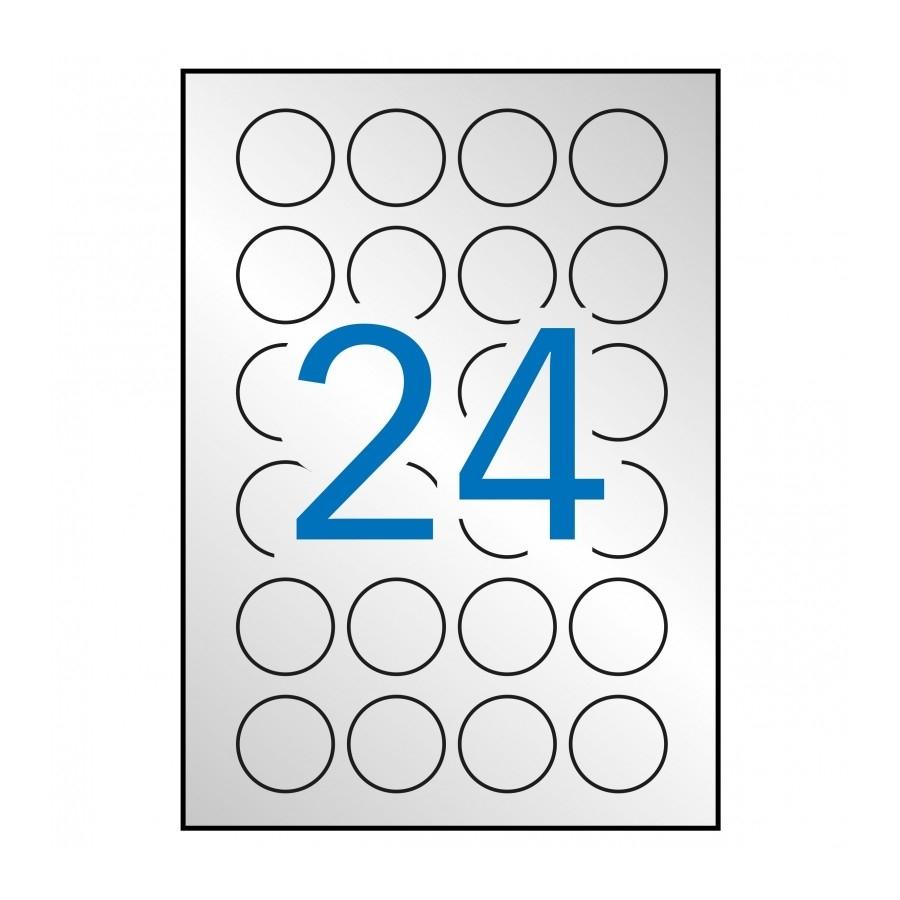 Etiquietas imprimibles Apli 12975 laser metalizadas plata permanentes 40mm 20 hojas 480 unidades