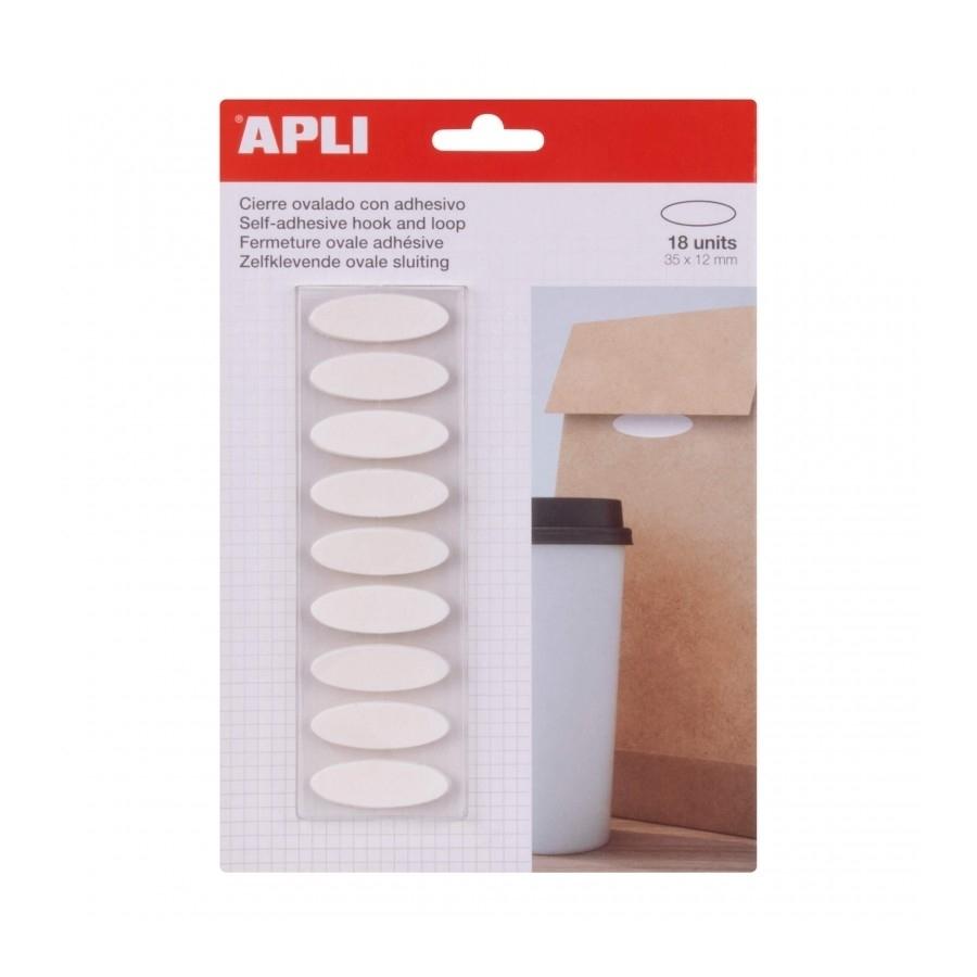 Cierre velcro adhesivo Apli 17413 cierres ovalados 35x12mm 18 unidades