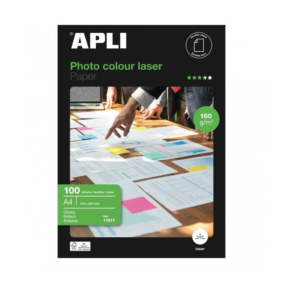 Papel fotográfico brillante Apli photo colour laser doble cara