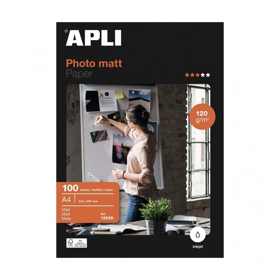 Papel fotográfico mate Apli 12626 inkjet photo matt A4 120g 100 hojas