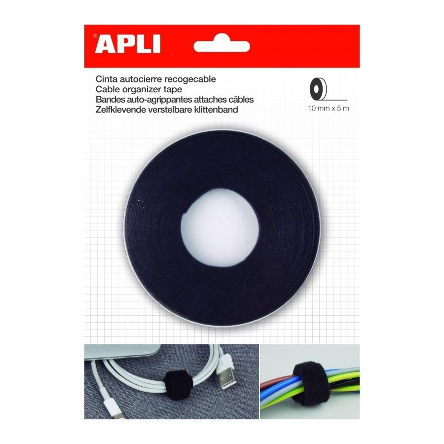 Cinta velcro recoge cables Apli 17414 negro 10mmx5m