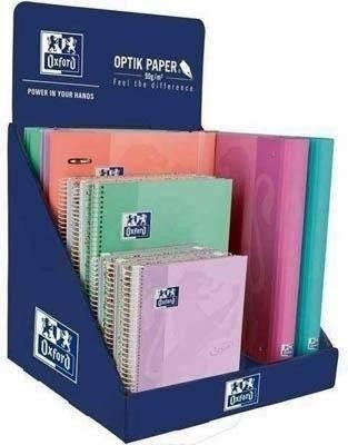 Expositor Oxford 400134307 Bloc espiral (5)A4+ y (5) A5+ 80H 90G cuadros 5x5 y (6) carpebloc  Touch pastel