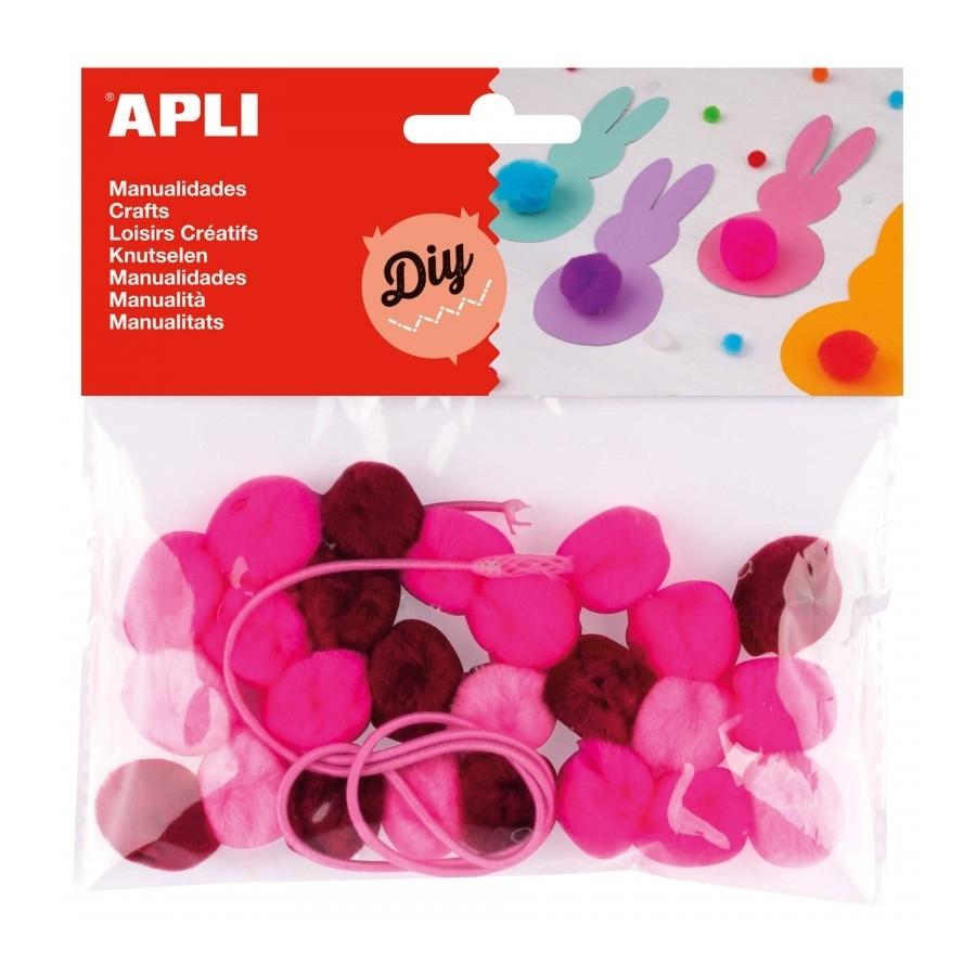 Pompones Apli 14788 rosas surtidos 20mm 25 unidades