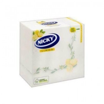 Servilletas Nicky p/65 blanco doble capa limon 071632
