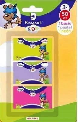 Plastilina basica neon pastel Bismark 50 gramos blister 3 unidades 327752