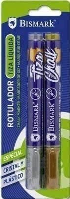Rotulador tiza liquida punta redonda oro y plata Bismark 328254