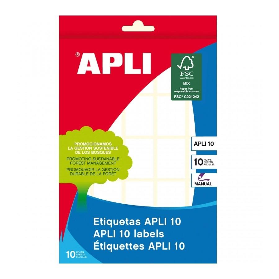 Etiquetas blister Apli 10 01640 blancas 19x27mm 10 hojas 250 unidades