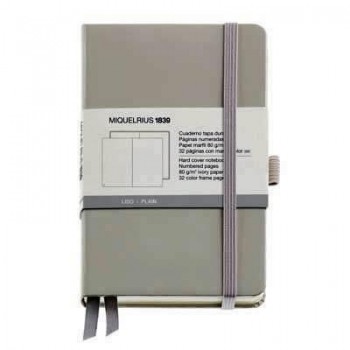 Cuaderno Miquelrius Rígido 90X140 96h.liso 80g.C/Goma Chromatic Gris MR8100