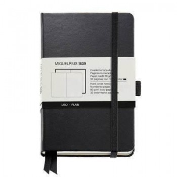 Cuaderno Miquelrius Rígido 90X140 96h. liso 80g. C/Goma Chromatic Negro MR8105