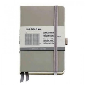 Cuaderno Miquelrius Rígido 90X140 96h. 5x5 80g. C/Goma Chromatic Gris MR8106