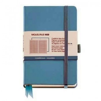 Cuaderno Miquelrius Rígido 90X140 96h. 5x5 80g. C/Goma Chromatic Azul MR8107