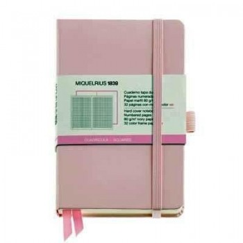 Cuaderno Miquelrius Rígido 90X140 96h. 5x5 80g. C/Goma Chromatic Rosa MR8108