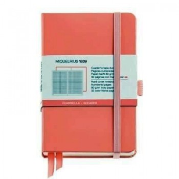 Cuaderno Miquelrius Rígido 90X140 96h. 5x5 80g. C/Goma Chromatic Melocoton MR8109