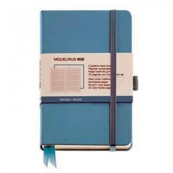 Cuaderno Miquelrius Rígido 90X140 96h. horizontal 80g. C/Goma Chromatic Azul MR8113