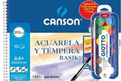 Block dibujo Acuarela escolar A-4+ 10H. 370G. + ACUARELA REGALO C32500K012