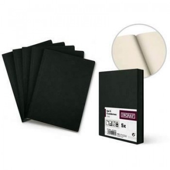 PACK 5 CUADERNOS NEGRO KRAFT 18 X 25 -32 H.BLANCO INGRAF 329098