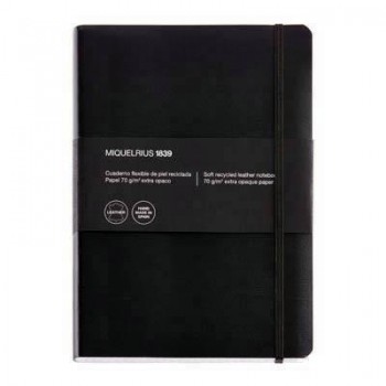 Cuaderno Simil-Piel 4º 300H Miquelrius 5X5 MR10402 negro