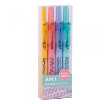 Blister Apli 18933 rotulador retractable highligther pastel 4U