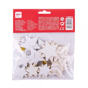 Formas goma eva Apli 18971 estrellas purpurina oro y plata adhesivas 50U