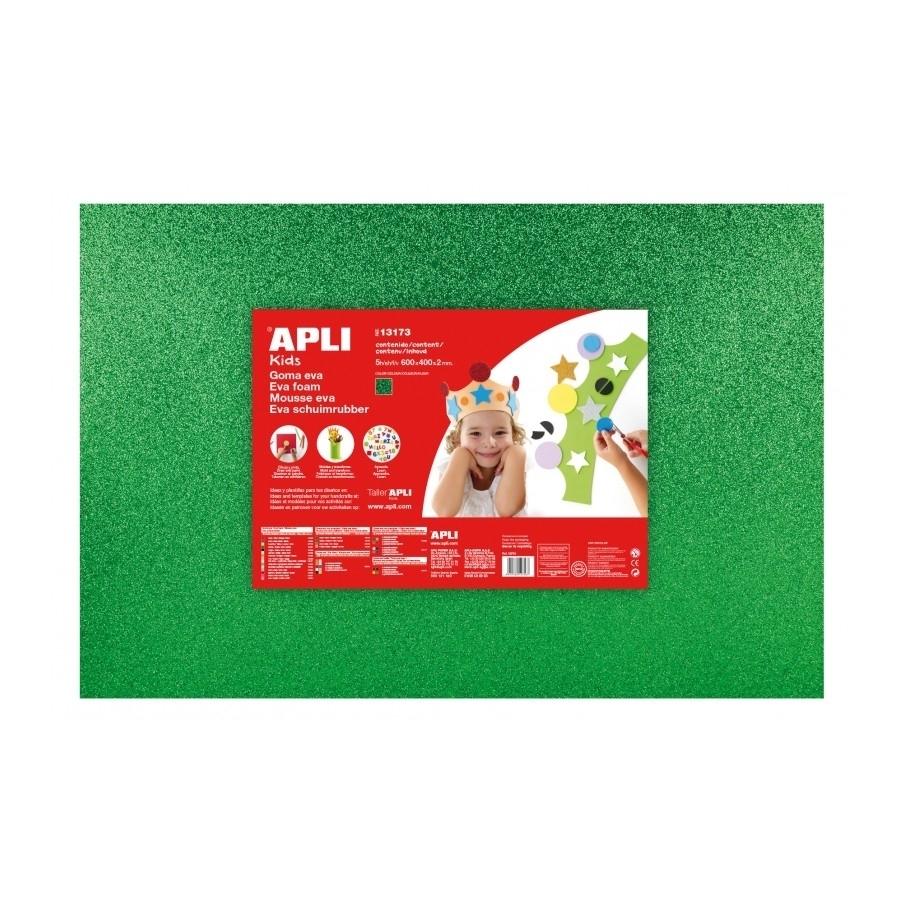 Goma Eva Apli Purpurina Verde B/3 13173 40X60