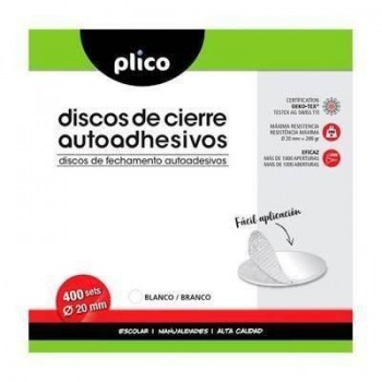 Discos cierre textil autoadhesivos Plico 20x20mm 13334