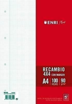 Recambio Enri 400173990 A4 100 hojas 90 gramos pauta  2,5