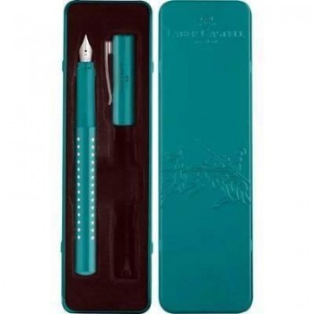 Pluma Faber-Castell Sparkle oceano trazo M con estuche metal 201516