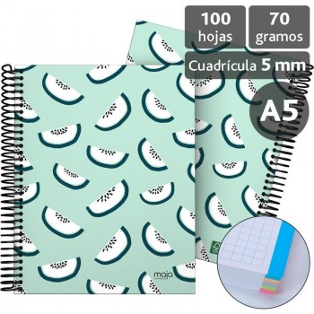 Forrado. Cuaderno Tapa Dura A5 MRönnbäck Kiwi 16511986 Grafoplas