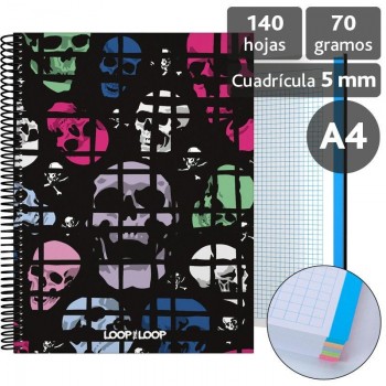 Forrado. Cuaderno Tapa Dura A4 Skulls 16501983 Grafoplas