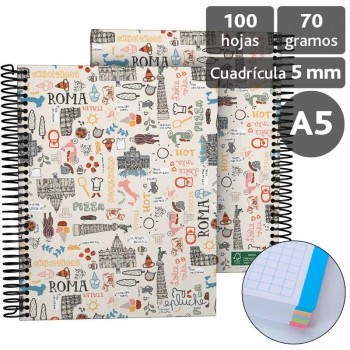 Forrado. Cuaderno Tapa Dura A5 ROMA 16512626 Grafoplas