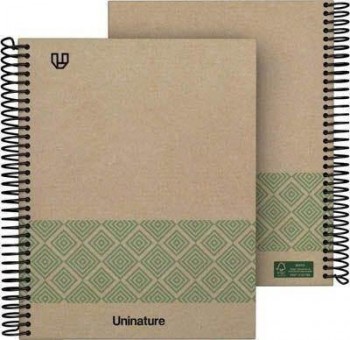 Cuaderno Tapa Dura A5 80H 4x4mm UniNature verde 88538720 Grafoplas